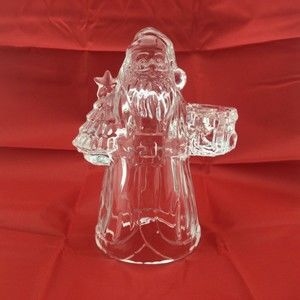 Crystal -  Santa Figurine with Candle Holder - Tree Present - Holiday Home Decor
